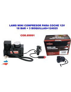 LAMS MINI COMPRESOR PARA COCHE 12V18 BAR+3 BOQUILLAS124025