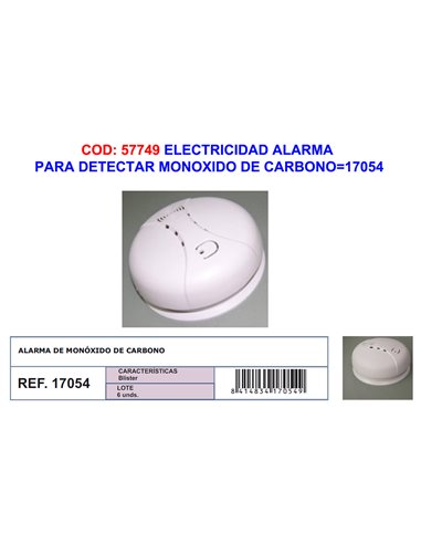 ELECTRICIDAD FINSTOCK ALARMA DE MONOXIDO DE CARBONO17054