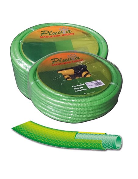 PLUVIA MANGUERA VERDE LATEX TRENZADA SGR.VRD.KIT15x25 MT+ACCES.