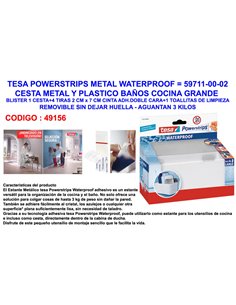 TESA FINSTO POWERSTRIPS METAL-PLASTICO WATERPROF CEST.BA�O59711