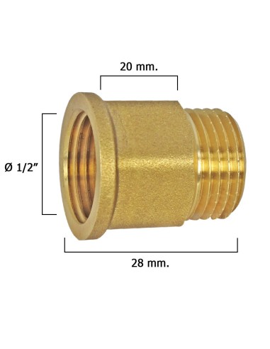 Extensão Hexagonal Polida 1/2x20