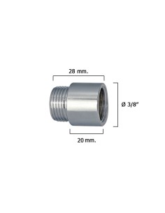 Extensão redonda cromada 3/8" x 20 2