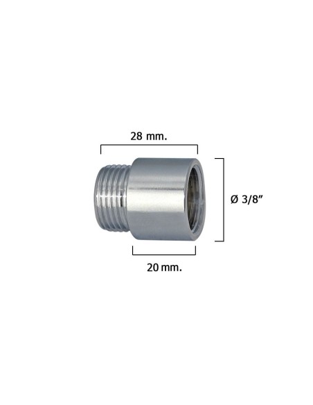 Chrome Round Extension 3/8" x 20