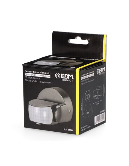 Motion and twilight sensor 15 m IP65 black