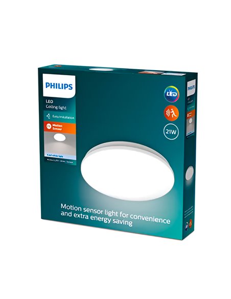 Runde LED-Deckenleuchte mit Sensor, 21 W, 4000 K, 2900 lm, 34,5 x 34,5 x 7,1 cm
