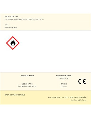 Total sprayable polyurethane foam 700 ml