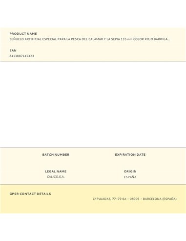 Esca artificiale speciale per la pesca di calamari e seppie, 135 mm, colore rosso, ventre bianco