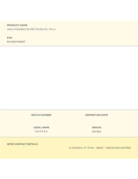 Gaiola de rede dobrável 36 x 70 cm