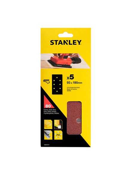 Quick-fit perforated sanding sheets 80 g 93 x 190 mm - 5 pcs