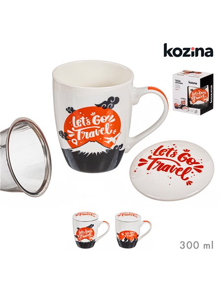 Let's Go Travel Infusion Mug with Filter and Lid, Assorted Models, 300 ml
