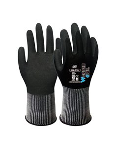 Nylon and spandex glove, double nitrile coated palm, size 07