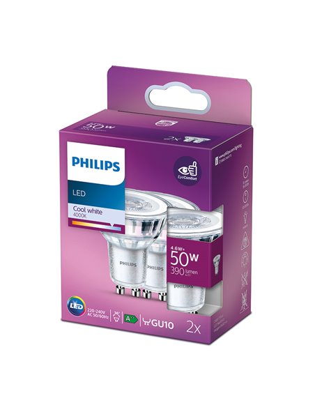 GU10 LED bulb 4.6 W 390 lm 4000 K daylight, 2 pcs