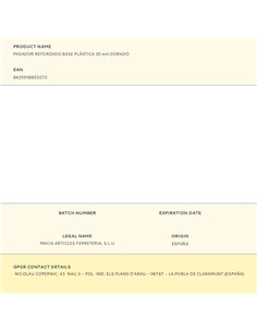 Perno rinforzato con base in plastica dorata da 30 mm 2