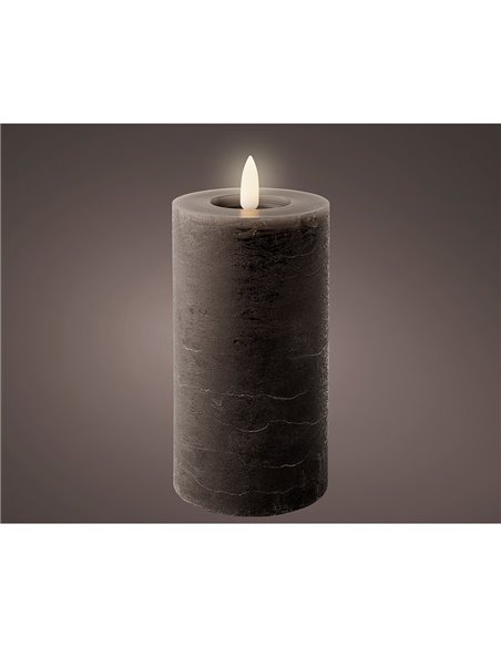 Vela de cera LED cinza, superfície rústica, ø7 x 15 cm