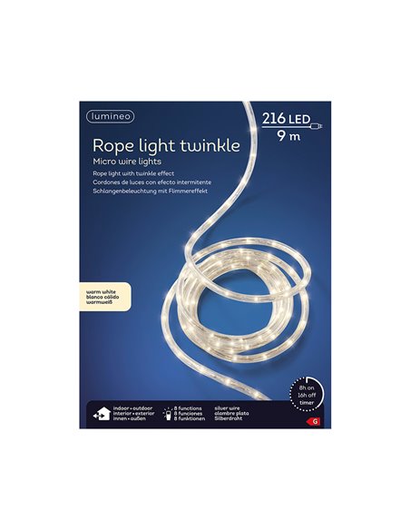 String of lights with flashing effect, 216 LEDs, 9 m
