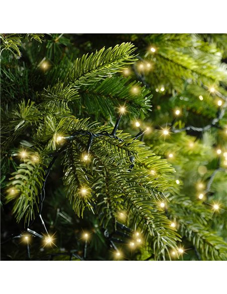 Compact LED string with 750 flashing LEDs, warm white, green cable, 21 m