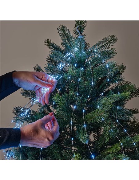 Ghirlanda di micro LED per alberi da esterno, bianco freddo, da 1,8 m