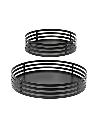 Set di vassoi in ferro nero ø38 e ø28 cm, 2 unità