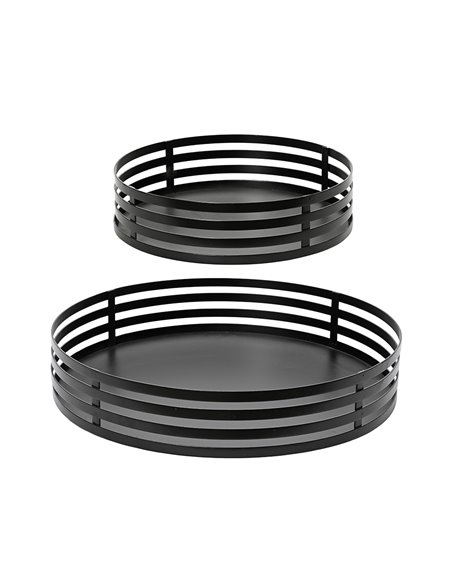 Conjunto de bandejas de ferro preto ø38 e ø28 cm, 2 unidades