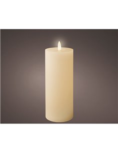 Cream colored LED wax candle, ø7 x 19 cm