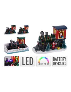 Locomotiva con Babbo Natale con LED, vari modelli