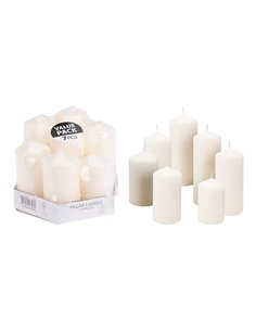 Velas brancas de vários tamanhos, 7 unidades