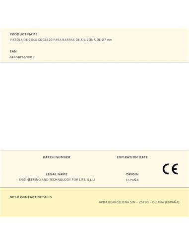 Pistola de cola cgg3620 para barras de silicona de ø7 mm