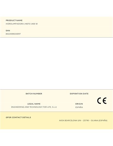 Nettoyeur haute pression JHB70 1400 W