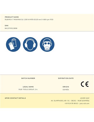 Rubimix-7 minimax eu 1200 w máx ø120 mm 0-680 rpm ip20