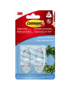 BLISTER 2 PERCHAS TRANSP MEDIANA 4 TIRAS 900gr 17091CLR COMMAND 3M 2