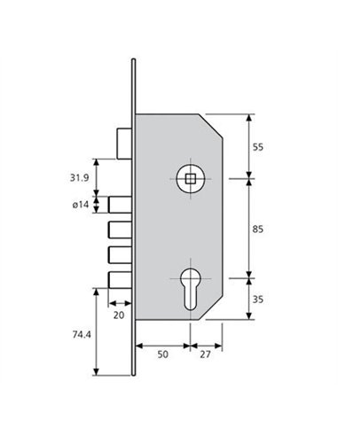 CERRADURA SEGURIDAD R100B566E 50mm T60 FRENTE ORO TESA