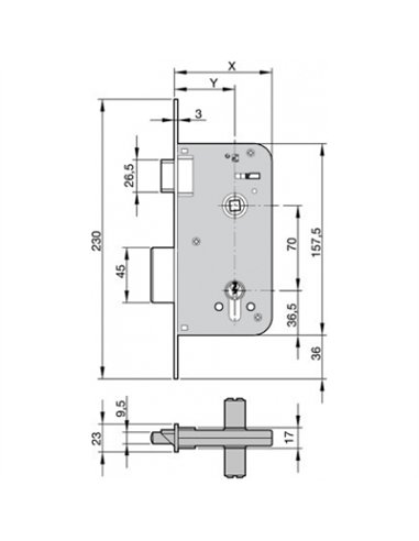 CERRADURA 700 70-40mm (CAJA-ENTRADA) 700703030HL YALE