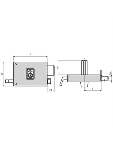 CERRADURA 125 AP 100 DCH B/PERFIL CVL