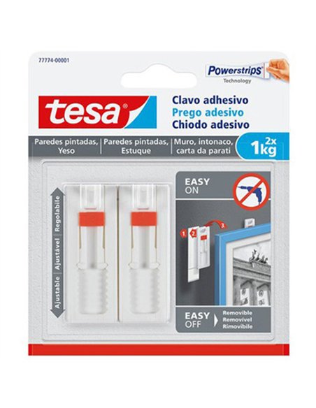 BLISTER 2 CLAVO ADHESIVO AJUSTABLE 1kg 77774 TESA