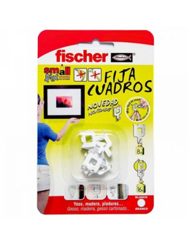BLISTER 8 FIJA CUADROS BLANCO SMALLFIX 522206 FISCHER