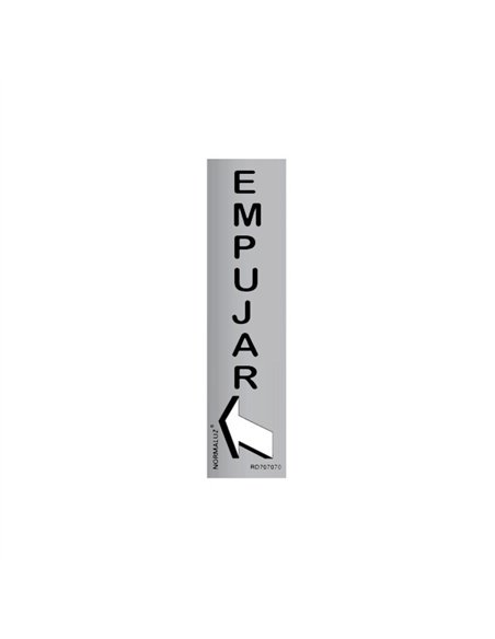 SEÑAL EMPUJAR VERTICAL INOX ADHESIVA 5x20cm RD707070