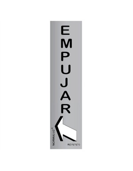 SEÑAL EMPUJAR VERTICAL INOX ADHESIVA 5x20cm RD707070