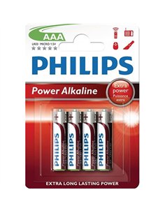 BLISTER 4 PILAS LR03 AAA 4BP POWER ALKALINE PHILIPS 2