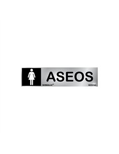 SEÑAL ASEOS SEÑORA INOX ADHESIVA 5x20cm RD707010