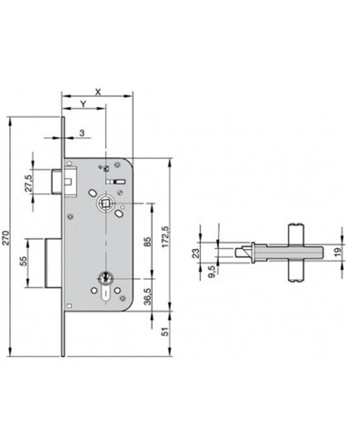 CERRADURA 800 70-40mm (CAJA-ENTRADA) 800703030HL2 YALE