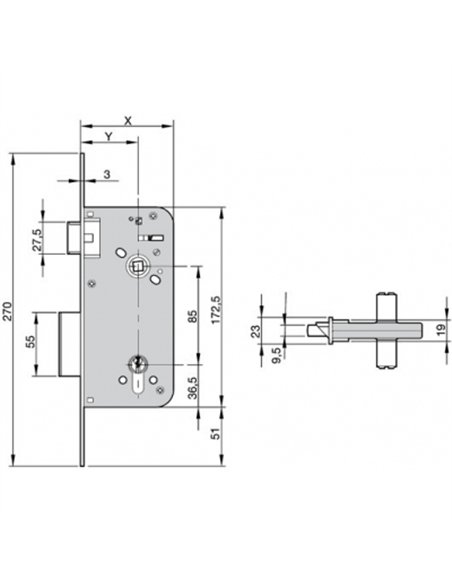 CERRADURA 800 70-40mm (CAJA-ENTRADA) 800703030HL2 YALE