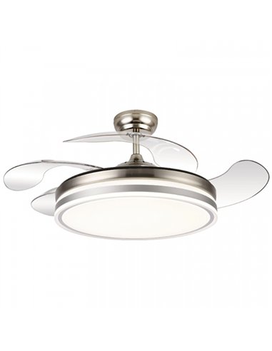 VENTILADOR TECHO 4 ASPAS PLEGABLES 109cm 36w MOTOR DC CALIMA NIQUEL