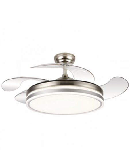 VENTILADOR TECHO 4 ASPAS PLEGABLES 109cm 36w MOTOR DC CALIMA NIQUEL