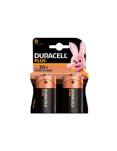 BLISTER 2 PILAS LR20 D ALKALINA DURACELL PLUS
