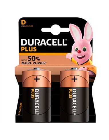 BLISTER 2 PILAS LR20 D ALKALINA DURACELL PLUS
