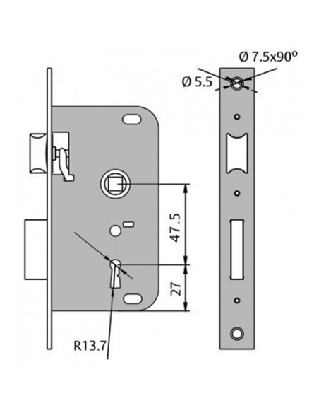 CERRADURA 200250HL LATONADO TESA