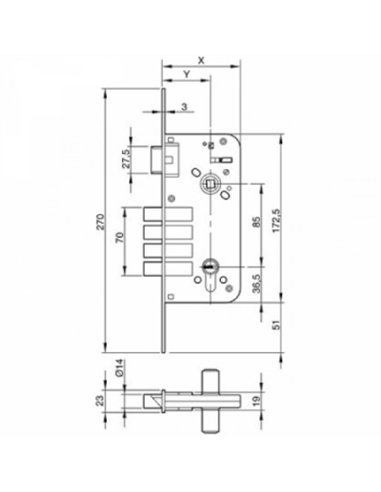 CERRADURA SEGURIDAD 8912 BULONES YL6 50-80mm LATONADA YALE