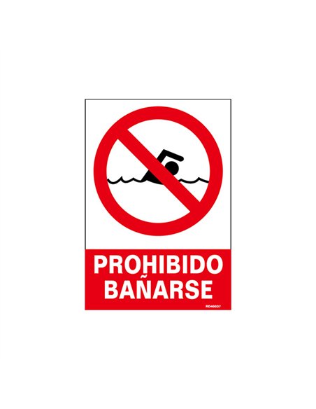 SEÑAL PROHIBIDO BAÑARSE 210x297mm RD40037