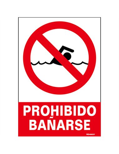SEÑAL PROHIBIDO BAÑARSE 210x297mm RD40037