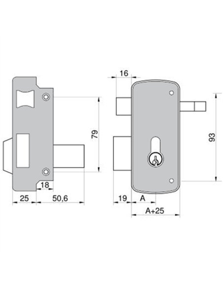 CERRADURA 2556AP-50-D B/PERFIL MCM